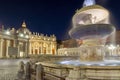 Night photo of Vatican and St. Peter`s Basilica in Rome, Italy Royalty Free Stock Photo