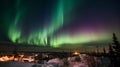 The amazing night skies over Yellowknife, Northwest Territories of Canada putting on an aurora borealis show Royalty Free Stock Photo