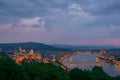 Amazing night view of Danube river and Budapest city center from Gellert hill, Hungary Royalty Free Stock Photo