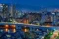 Amazing night view at the Fukuoka city, Japan Royalty Free Stock Photo