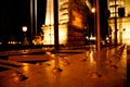 Amazing night view of the illuminated Chain Bridge close-up. Beautiful vintage lantern. Budapest Royalty Free Stock Photo