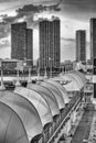 Amazing night view of Miami Port and city skyline Royalty Free Stock Photo