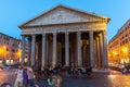 Amazing Night view of Pantheon and Piazza della Rotonda in city of Rome, Italy Royalty Free Stock Photo