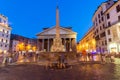 Amazing Night view of Pantheon and Piazza della Rotonda in city of Rome, Italy Royalty Free Stock Photo