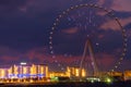 Night view to the Ain Dubai, giant Ferris at Bluewaters Island close to JBR beach.