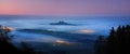 Amazing night view of Trosky in inversion from Kozakov hill Royalty Free Stock Photo