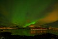 Amazing northern lights, Aurora borealis over the mountains in the North of Europe - Lofoten islands, Norway Royalty Free Stock Photo