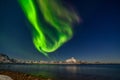 Amazing northern lights, Aurora borealis over the mountains in the North of Europe - Lofoten islands, Norway Royalty Free Stock Photo