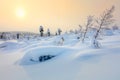 Amazing Northern Winter landscape - Sunset time