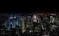 Amazing NYC night aerial view. Manhattan district Royalty Free Stock Photo