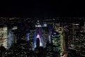 Amazing NYC night aerial view. Manhattan district. USA Royalty Free Stock Photo