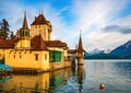 Amazing Oberhofen castle on Lake Thun, Switzerland Royalty Free Stock Photo