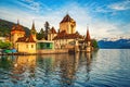 Amazing Oberhofen castle on Lake Thun, Switzerland Royalty Free Stock Photo