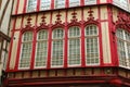 Amazing old red carved window frames of Rouen, Normandy