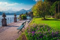 Amazing ornamental garden with spectacular walkway, lake Como, Varenna, Italy