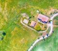 Amazing overhead aerial view of Agriturismo and surrounding hill