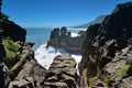 Amazing Pancake Rocks formations at Paparoa National Park in New Zealand