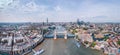 The amazing panorama aerial view of Tower Bridge and River Thames, London. Famous International Landmark Royalty Free Stock Photo