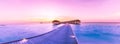 Amazing panorama beach landscape. Maldives sunset seascape view. Horizon with sea and sky. Tranquil scenery, tourism and travel Royalty Free Stock Photo