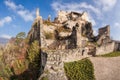 Panorama of Duernstein castle during autumn in Austria