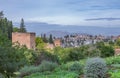 Amazing panorama of Granada city and Alhambra's Alcazaba fortress. Andalusia, Spain Royalty Free Stock Photo