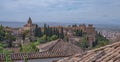 Amazing panorama of Granada city and Alhambra's Alcazaba fortress. Andalusia, Spain Royalty Free Stock Photo