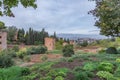 Amazing panorama of Granada city and Alhambra's Alcazaba fortress. Andalusia, Spain Royalty Free Stock Photo