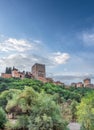 Amazing panorama of Granada city and Alhambra's Alcazaba fortress. Andalusia, Spain Royalty Free Stock Photo