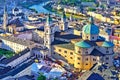 Amazing panorama of the historic city of Salzburg in beautiful e Royalty Free Stock Photo