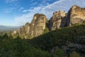 Amazing Panorama of Holy Monastery of Varlaam in Meteora, Greece Royalty Free Stock Photo