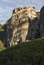 Amazing Panorama of Holy Monastery of Varlaam in Meteora, Greece Royalty Free Stock Photo