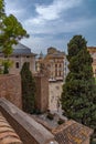 Amazing panorama of Malaga city on a beautiful sunny day. Scenic view of the Malaga city from the Alcazaba citadel. Spain Royalty Free Stock Photo