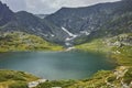 Amazing Panorama of The Twin lake, The Seven Rila Lakes Royalty Free Stock Photo