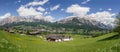 Amazing panorama view on alpine village and beautiful mountains,Dolomites,Italy Royalty Free Stock Photo