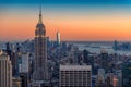 New York City with skyscrapers at sunset Royalty Free Stock Photo