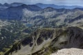 Amazing Panorama from Vihren peak to Banderishko Fish lake, Pirin Mountain Royalty Free Stock Photo