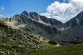 Amazing panorama of the Yalovarnika peaks in Pirin Mountain Royalty Free Stock Photo