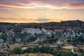 Amazing panoramic landscape in Goreme National Park at sunrise. Cappadocia.Turkey.