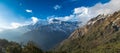 Amazing panoramic landscape view of beautiful Himalaya mountains covered with snow at Mardi Himal trekking area Royalty Free Stock Photo