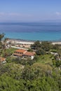 Panoramic view of beach of town of Afytos, Kassandra, Chalkidiki, Central Macedonia, Greece Royalty Free Stock Photo