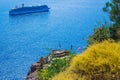 Amazing panoramic view of Caldera from the cliff top Santorini Greece