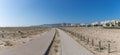 Amazing panoramic view of Figueira da Foz, Claridade beach with pedestrian walkways and main Brazil avenue, along the seafront Royalty Free Stock Photo