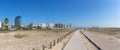 Amazing panoramic view of Figueira da Foz, Claridade beach with pedestrian walkways and main Brazil avenue, along the seafront Royalty Free Stock Photo