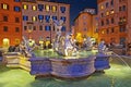 Amazing panoramic view of the Fountain of Neptune in Piazza Navona Royalty Free Stock Photo