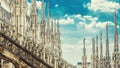 Amazing panoramic view of Milan Cathedral roof Royalty Free Stock Photo