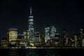 Amazing panoramic view of New York city skyline and skyscraper at beautiful night view in midtown Manhattan Royalty Free Stock Photo