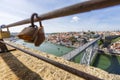 Amazing panoramic view of Oporto and Gaia with Douro river, aerial view, Porto, Portugal