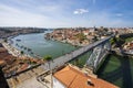 Amazing panoramic view of Oporto and Gaia with Douro river, aerial view, Porto, Portugal