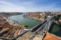 Amazing panoramic view of Oporto and Gaia with Douro river, aerial view, Porto, Portugal