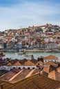 Amazing panoramic view of Oporto and Gaia with Douro river, aerial view, Porto, Portugal